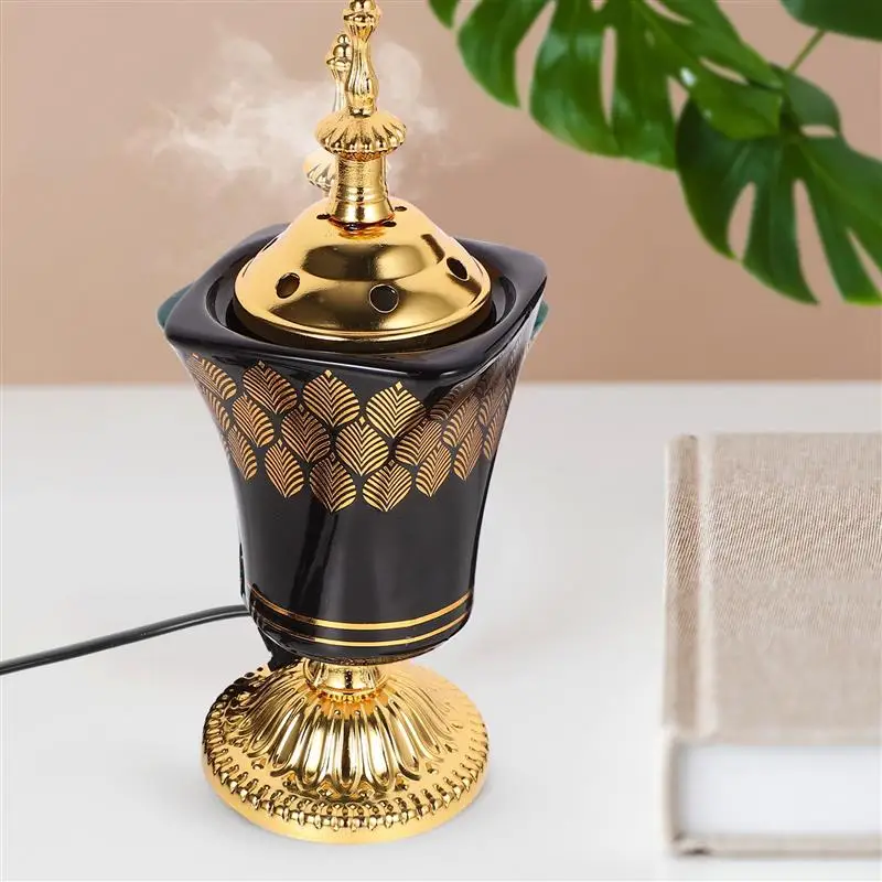 

Electric Ceramic Incense Burner Arabia Charcoal Bakhoor Censer Middle East Sandalwood Fragrance Stove Home Decoration US/EU Plug