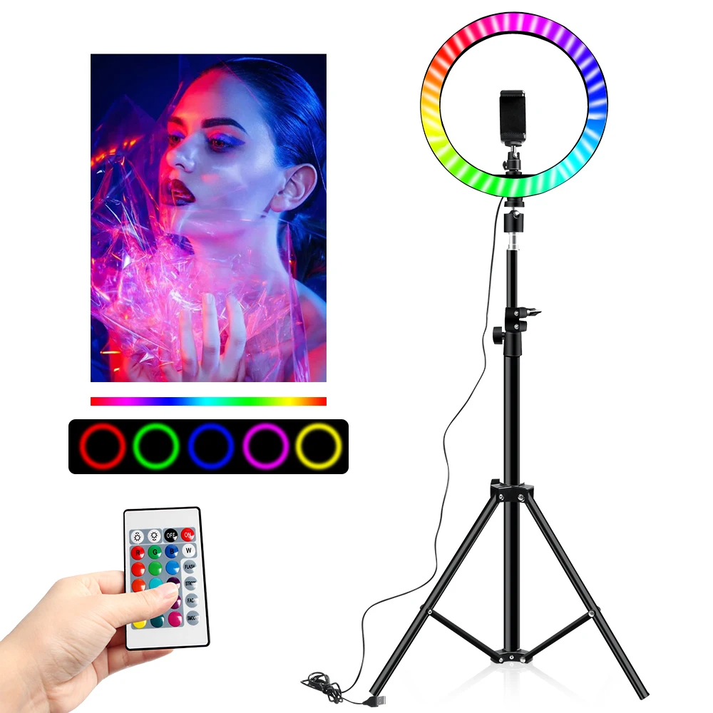 Video Light 10 Inch Rgb Color Rgb Ring Lamp For Phone with Remote Camera Studio Large Light Led USB Ring 26cm for Youtuber