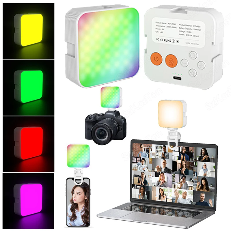 

RGB LED Video Light Portable Photography On-Camera 3000K-6500K Lighting Cold Shoe for DSLR Camera Camcorder GoPro Vlog Tik Tok