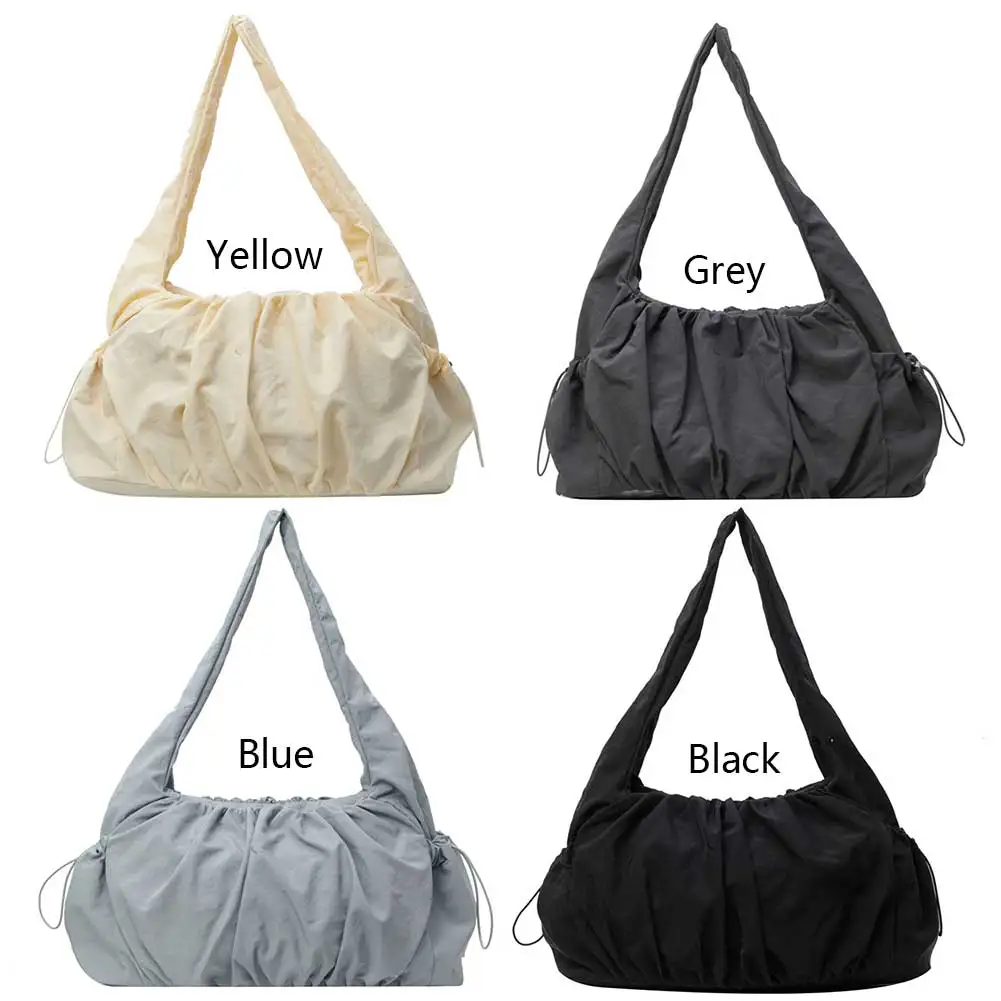 

Women Soft Armpit Bag Large Capacity Cloud Pleated Shoulder Bag Chic Hobo Bag Solid Color Multi-pockets for Party Vacation
