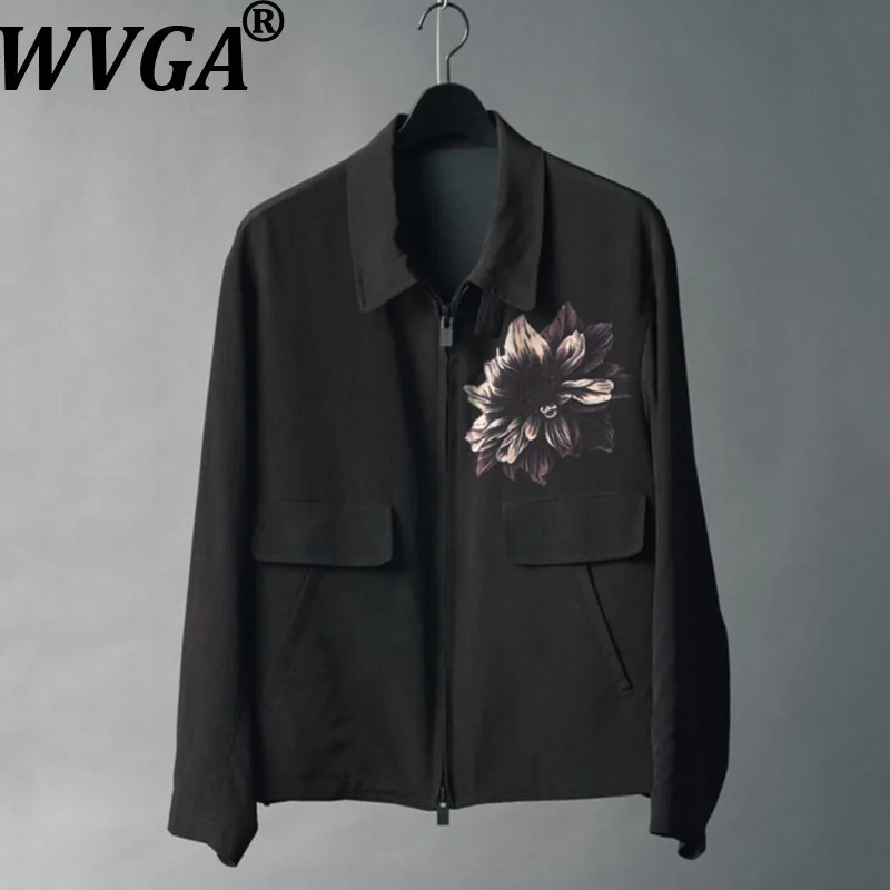 

WVGA весна осень новые мужские уличные куртки с отложным воротником нишевые шикарные повседневные топы на молнии с длинными рукавами и цветочным принтом W14080