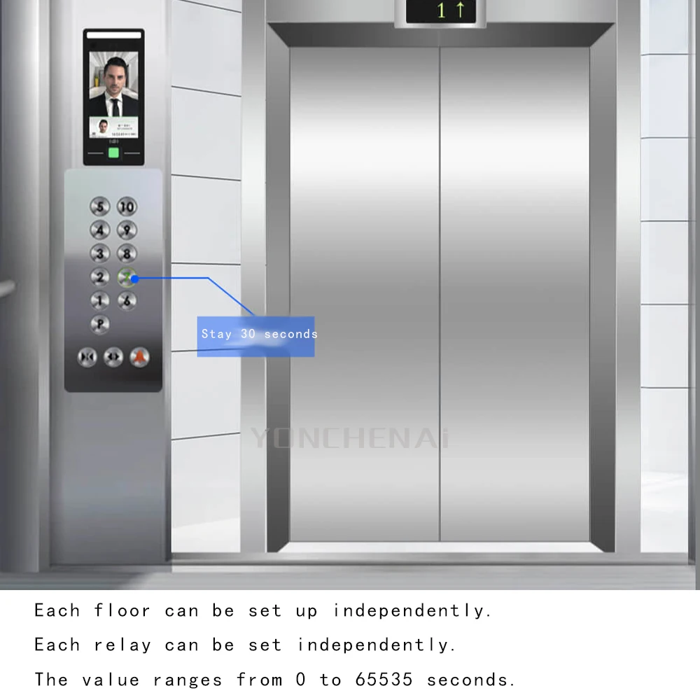 Imagem -03 - Controlador Hierárquico de Elevador Facial Rfid Controle de Acesso de Elevador 3264 Soluções de Controlador de Elevador de Pisos