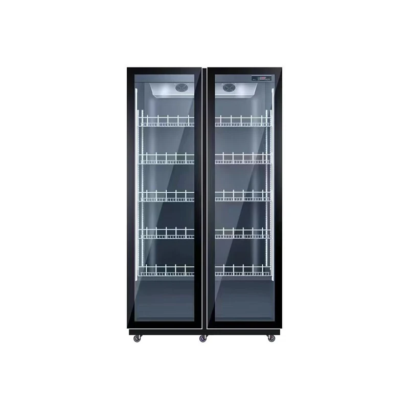 

Двухдверный холодильник с воздушным охлаждением, витрина для напитков, регулируемые полки, вино, пиво, алкогольный холодильник самообслуживания