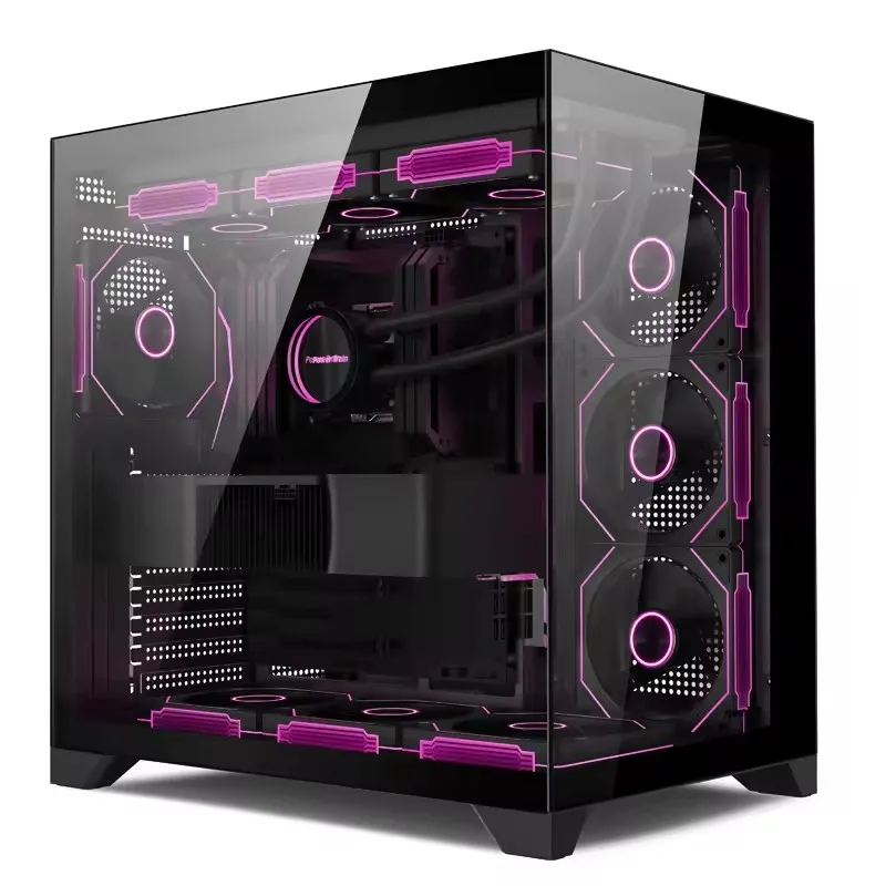 حافظة ألعاب Power Train Dreamland PRO PC ATX MATX ITX اللوحة الأم 360 درجة مبردة بالماء غرفة عرض البحر حافظة كمبيوتر زجاجية على الوجهين
