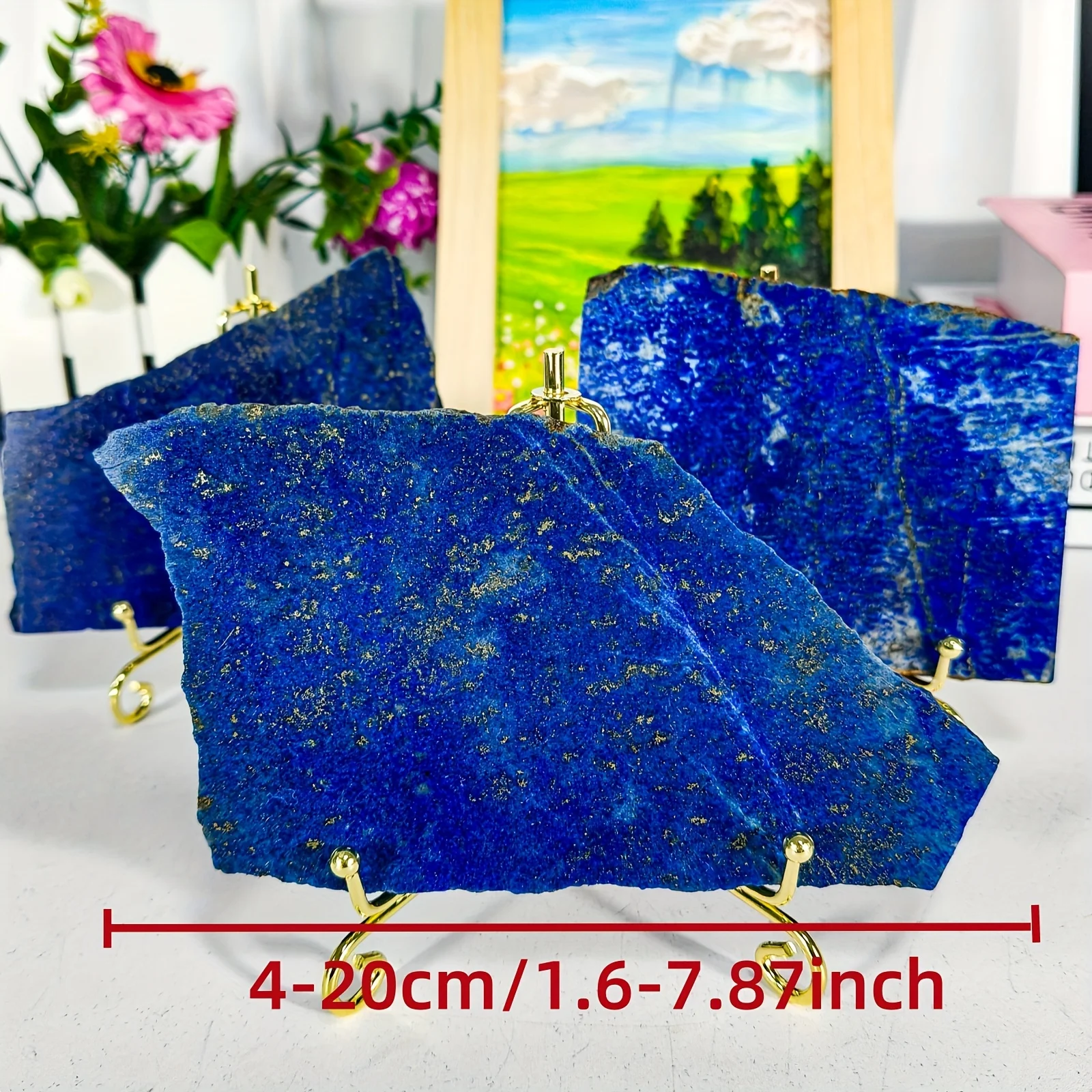 1pc Natural Lapis LaZuli Slice with UV Reaction - Polished Crystal Piece, Unique Crystal Style for Home Decor, Christmas Gifts
