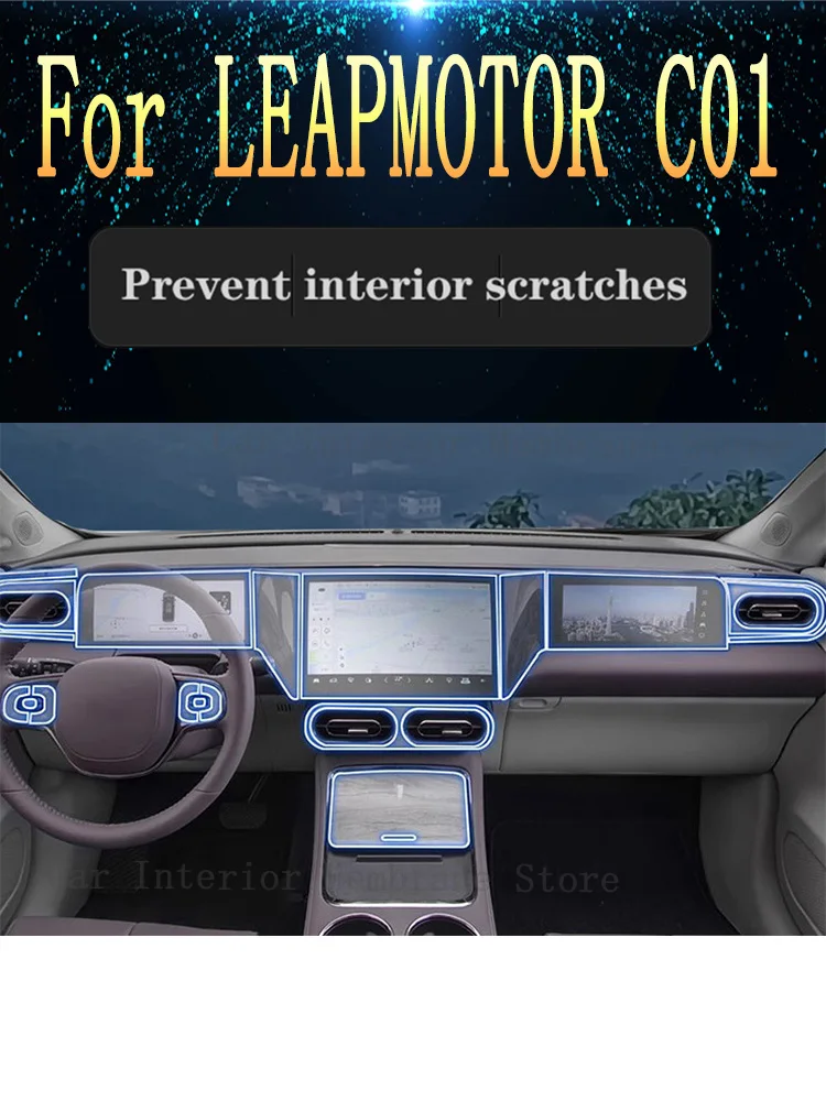 

For LEAPMOTOR C01 2022 2023 Gearbox Panel Navigation Automotive Interior TPU Protective Film Anti-Scratch Sticker Accessories