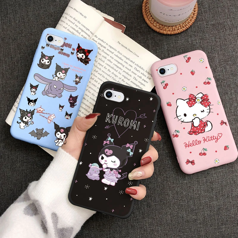 For iphone 7 8 Plus SE 2020 Case Kuromi Melody Phone Cover Anime Sanrio Soft Silicone Funda For iphone SE2020 Capa Cute Cartoon