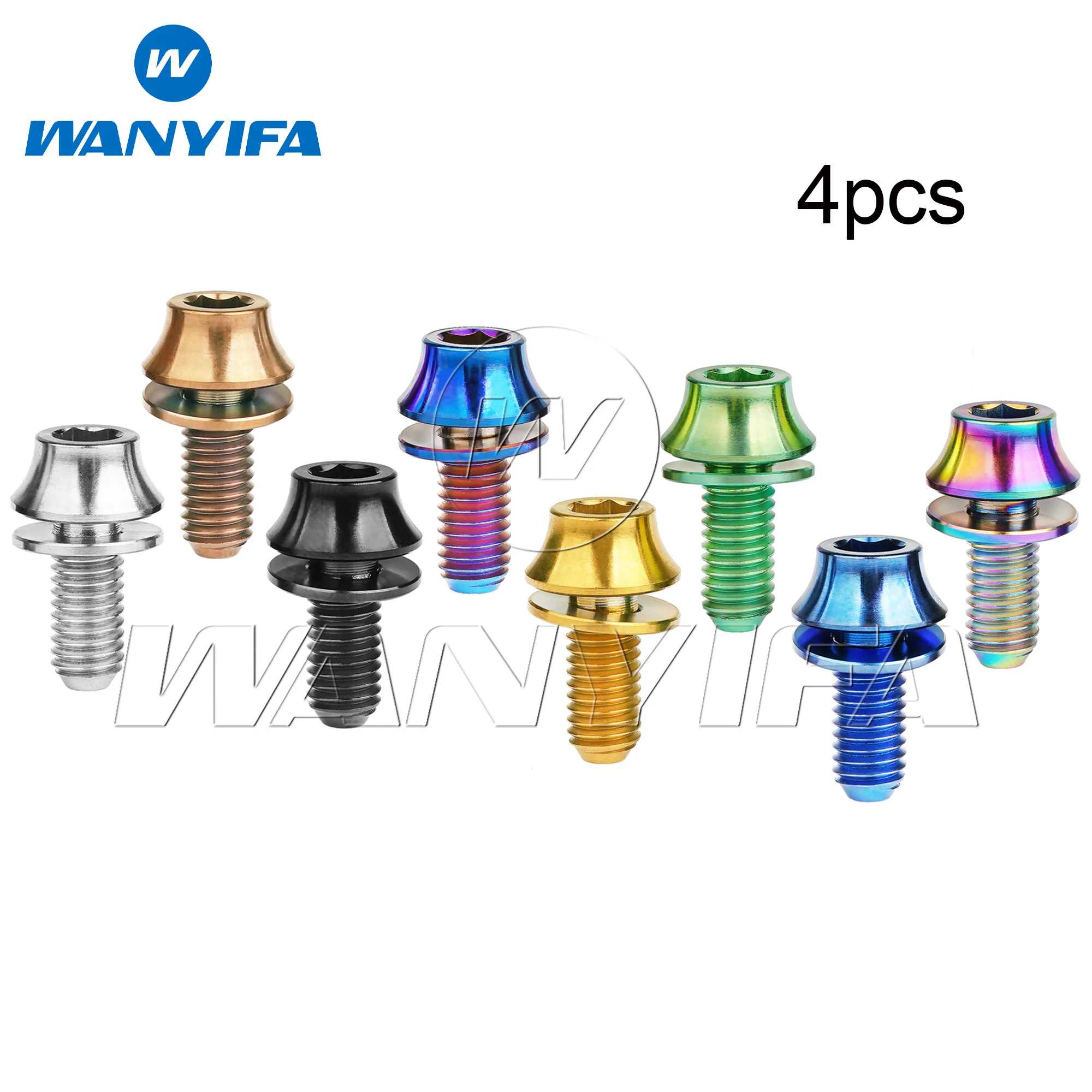 Wanyifa 4pcs Titanium Bicycle Water Bottle Cage Bolts M5x12mm Bottle Holder Screw for MTB Mountain Road Bike Cycling Accessories