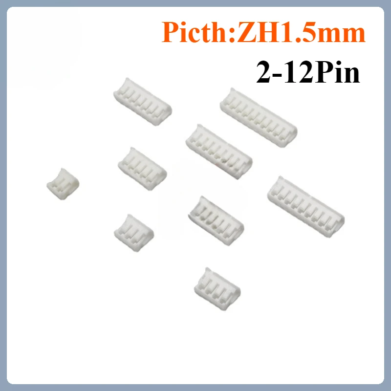 

50Pcs/lot 1.5mm Plug Zh1.5mm Spacing White Rubber Housing Plug 2P/3P/4P/5P/6P/7p-12p Connector Terminal head