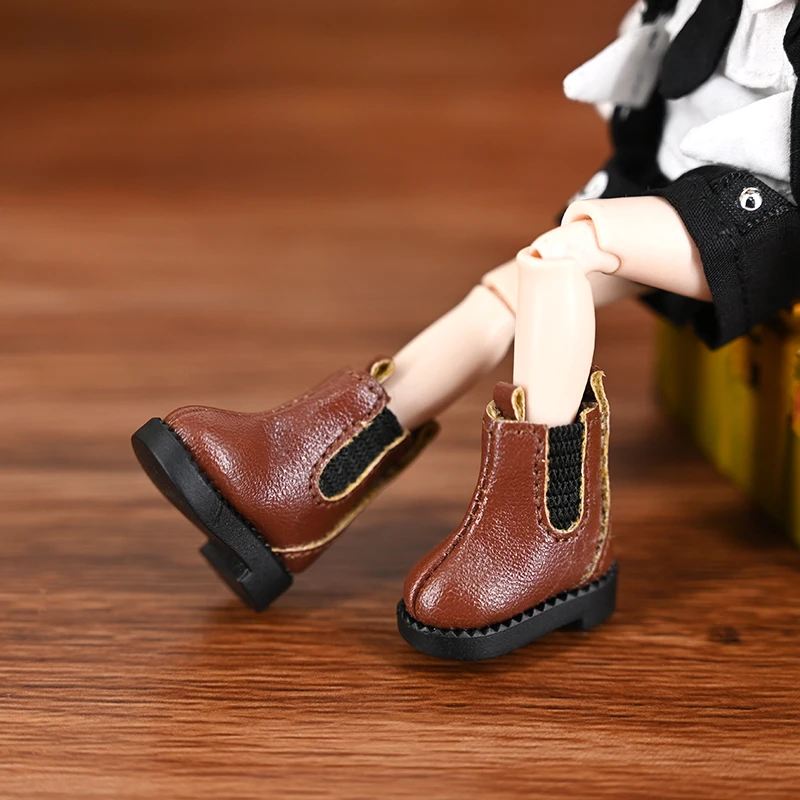 Ob11 Doll High Top Shoes 1/12 Inch Leather Shoes Boots Handmade For Gsc Body9 Ymy Hand Hook Doll