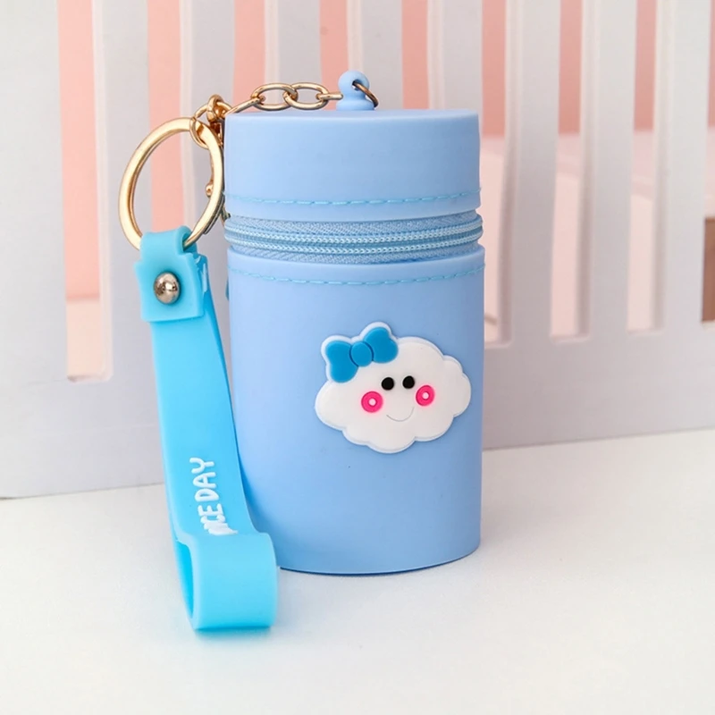 Stylish Mini Coin Pouches with Silicone Keychain Lipstick and Change Bag