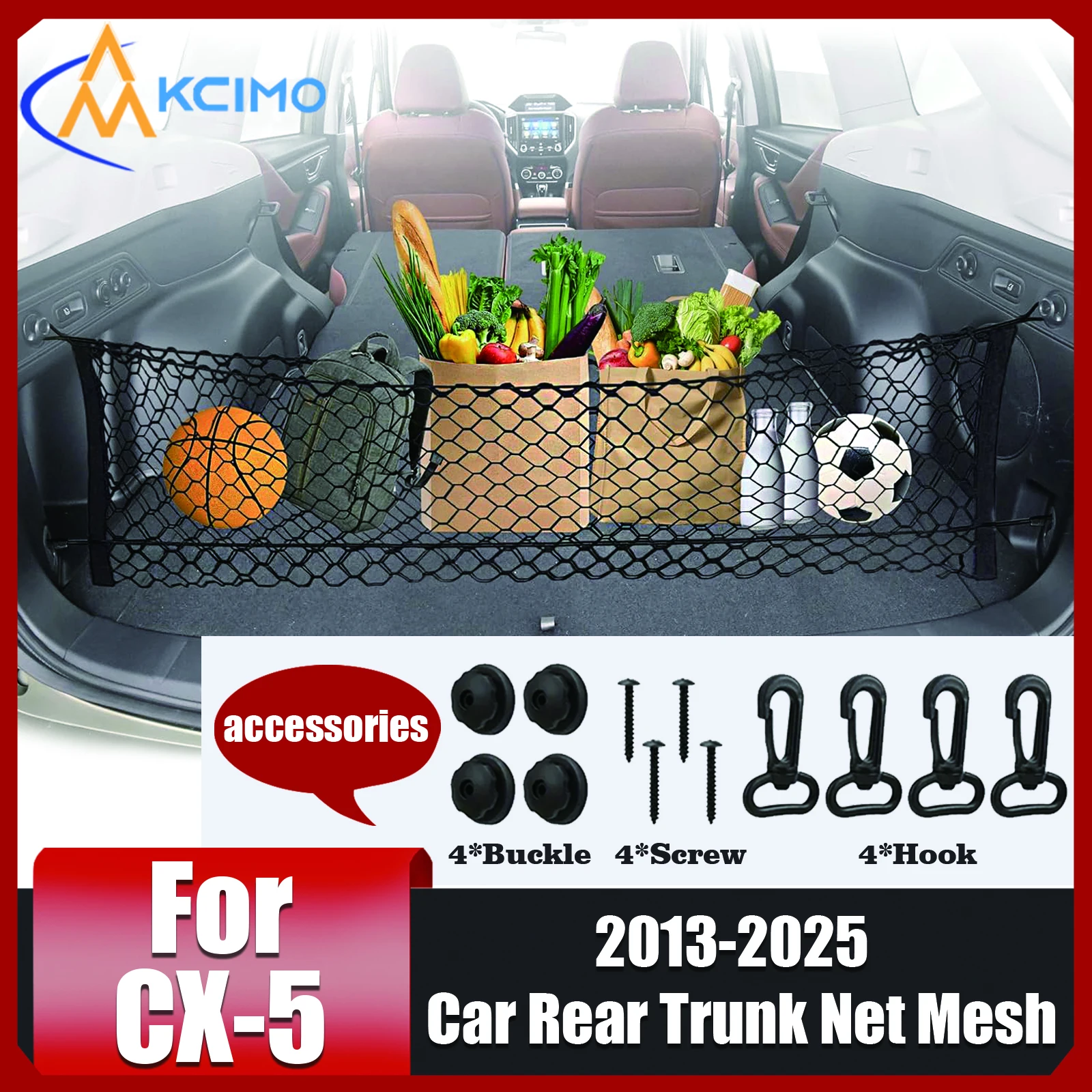 

For Mazda CX-5 2013-2025 Car Rear Trunk Net Mesh Elastic Nylon Back Cargo Storage Organizer Universal Car Accessories