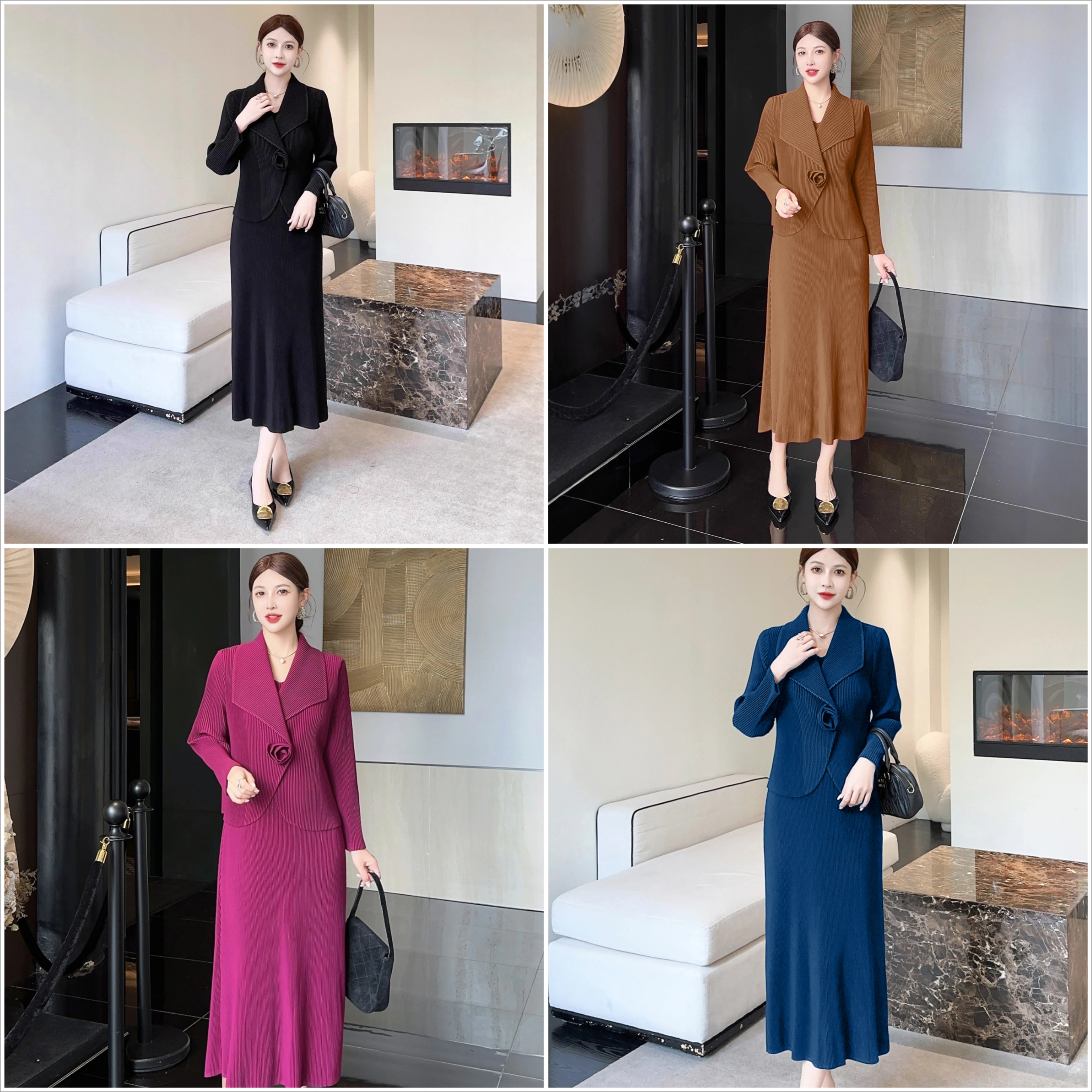 

Miyake плиссированный 2022, осенне-зимний новый модный светский костюм, женский костюм с лацканами, короткая куртка с плиссированным платьем внутри