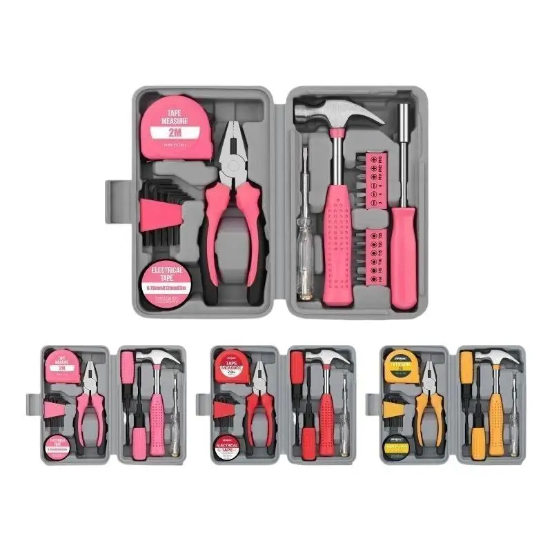 13Pcs General Household Hand Repair Tool Set Ergonomic Handle Kit with Portable Storage Case for New Home Owner Gifts
