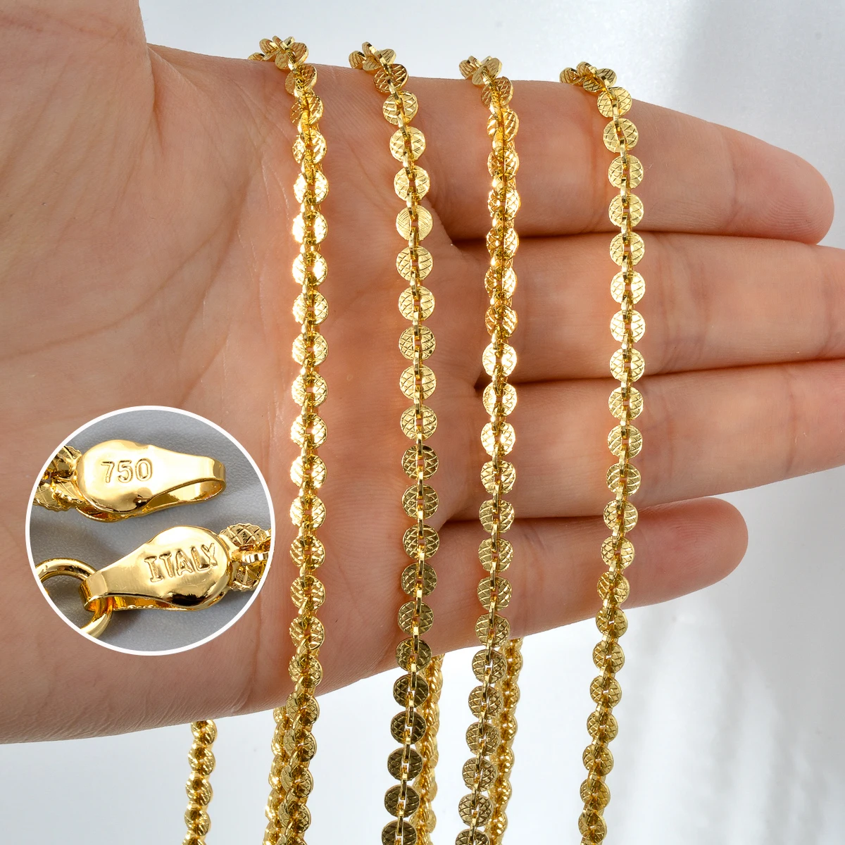 Sunny Jewelry Fashion New Copper Necklace 18k Gold Plated High Quality Link Chains  For Women Man Italy 750 For Daily Wear Gift