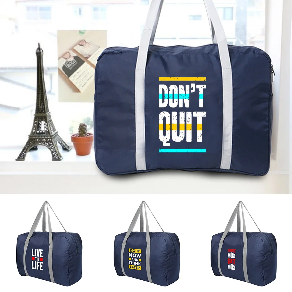 2022 New Foldable Travel Bags Unisex Clothes Organizers Large Capacity Duffle Bag Phrase Printed Women Handbags Men Travel Bag