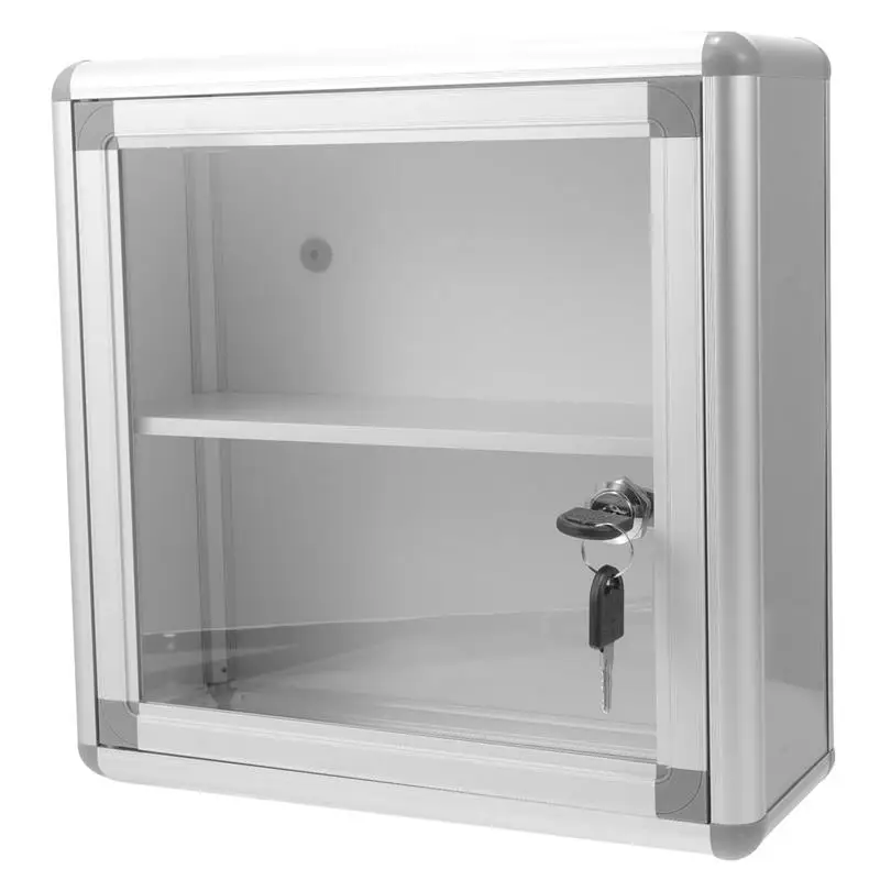1pc Custodia medica in lega di alluminio Custodia per medicinali con serratura Armadietto per medicinali per montaggio a parete Uso domestico Scatola per medicinali di primo soccorso 28x27,5x11 cm