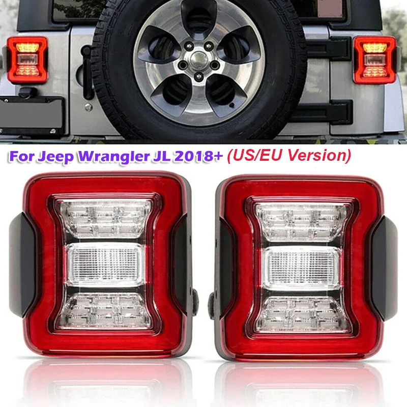 2pcs LED Car Tail Light Rear Turn Signal Reverse Light for Jeep Wrangler JL 2018+ (US/EU Version)