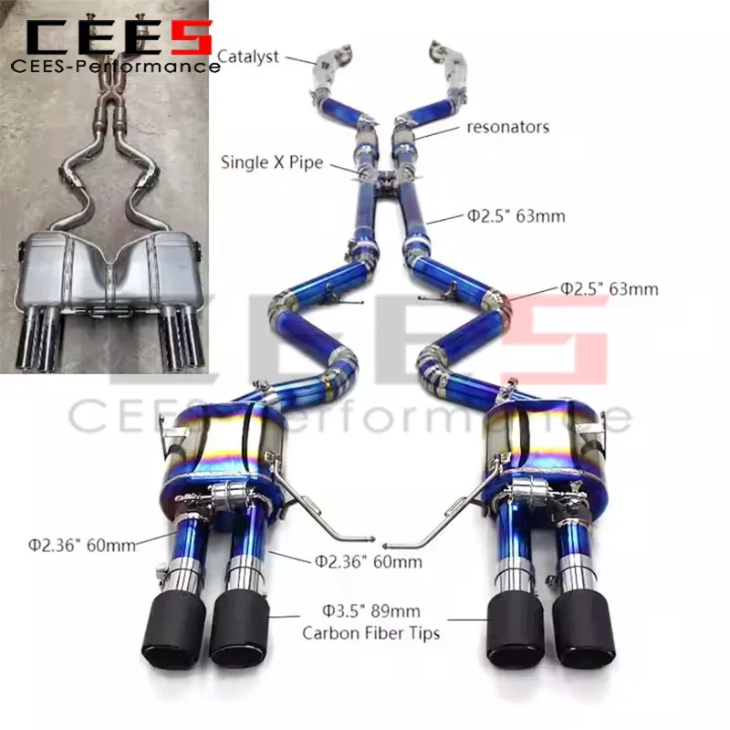 cees Catback Exhaust for BMW M3 E90 E92 E93 4.0L 2008-2013 Performance Titanium Valve Exhaust Pipe Muffler System with Catalyst