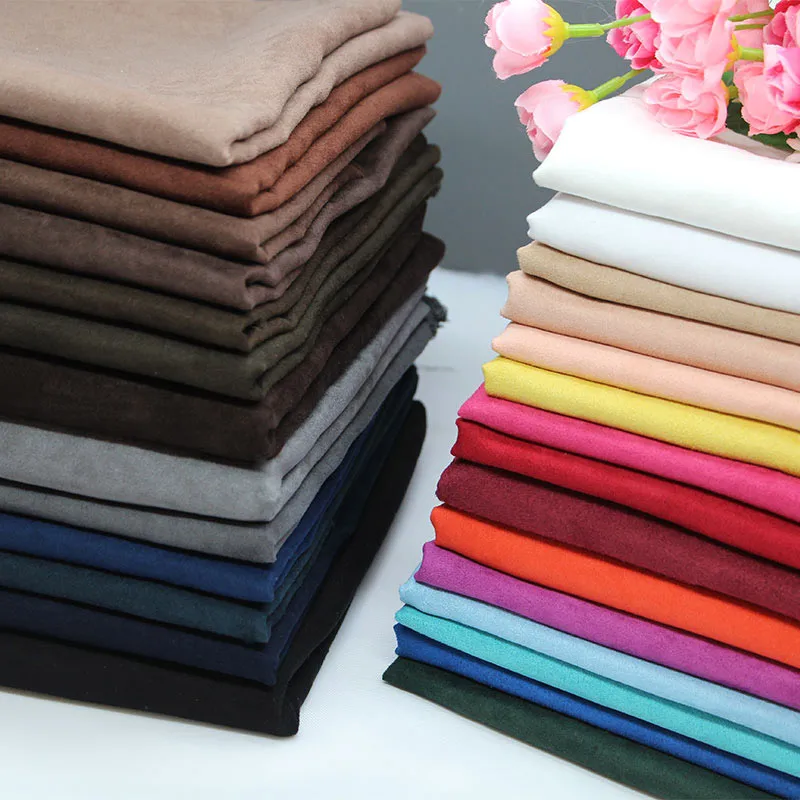 Encrypt Suede Fabric By The Meter for Costume Dresses Diy Cushion Sofa Covers Sewing Soft Plain Thin Black Blue Cloth Polyester