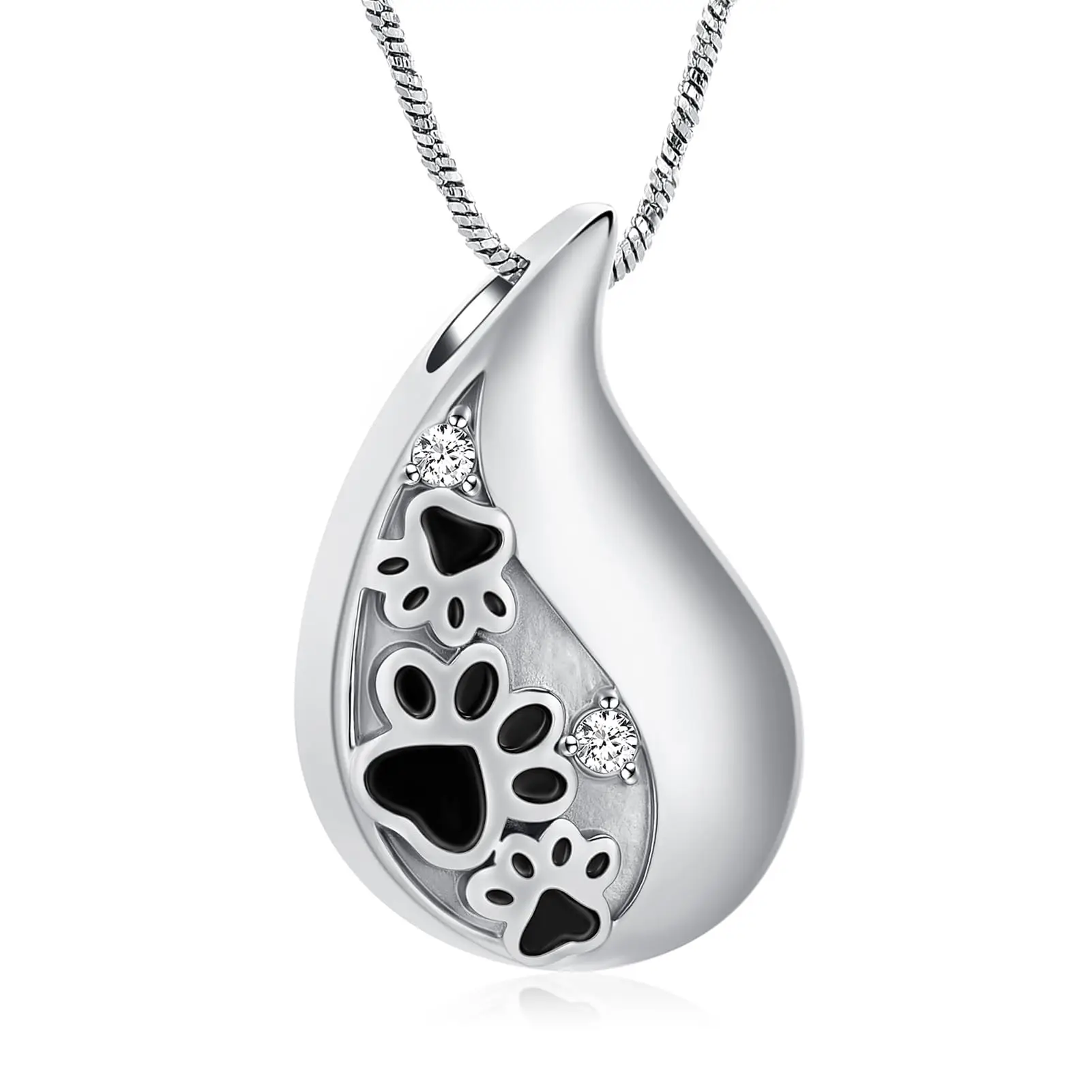 

Paw Print Teardrop Urn Necklace Pet Cremation Jewelry for Ashes Memorial Pendant Funeral Keepsake Gift for Loss of Dog Cat