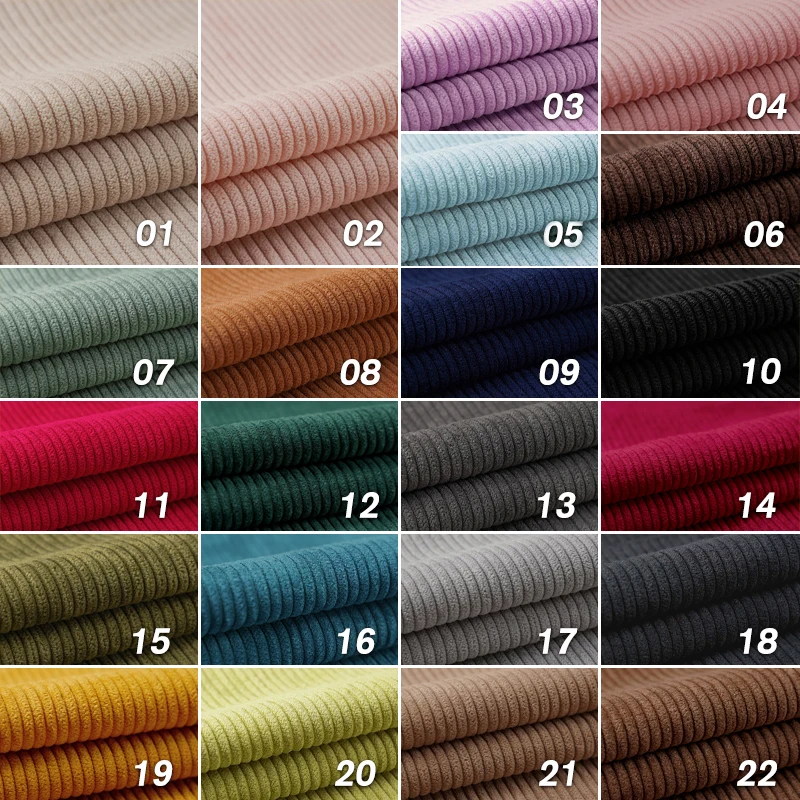 Rib Corduroy Fabric Solid Color Thickened Material for Clothing Sewing DIY Projects Jackets Pants Hats and Home Textiles
