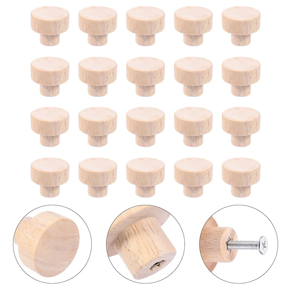 

20pcs Wooden Knobs Furniture Knob 35mm Round H les for Furniture Cabinets Wardrobes Bookcases Includes L Screws