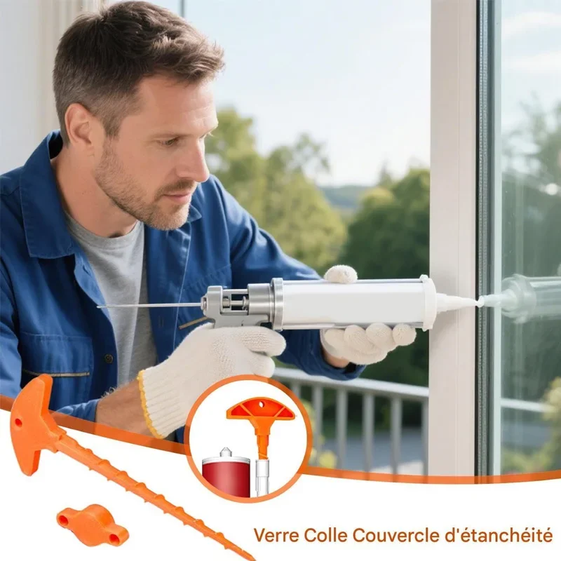 2pcs Sealant Nozzle Cleaner & Cap - Prevents Drying for Glass Caulk Tubes, Fits Standard Sizes, Handy DIY Tool