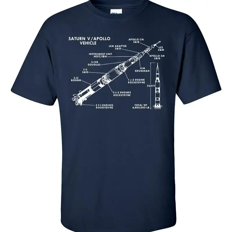 Saturn 5 Rocket Five V Apollo Moon Landing Technical Drawing BlueprinT T Shirt