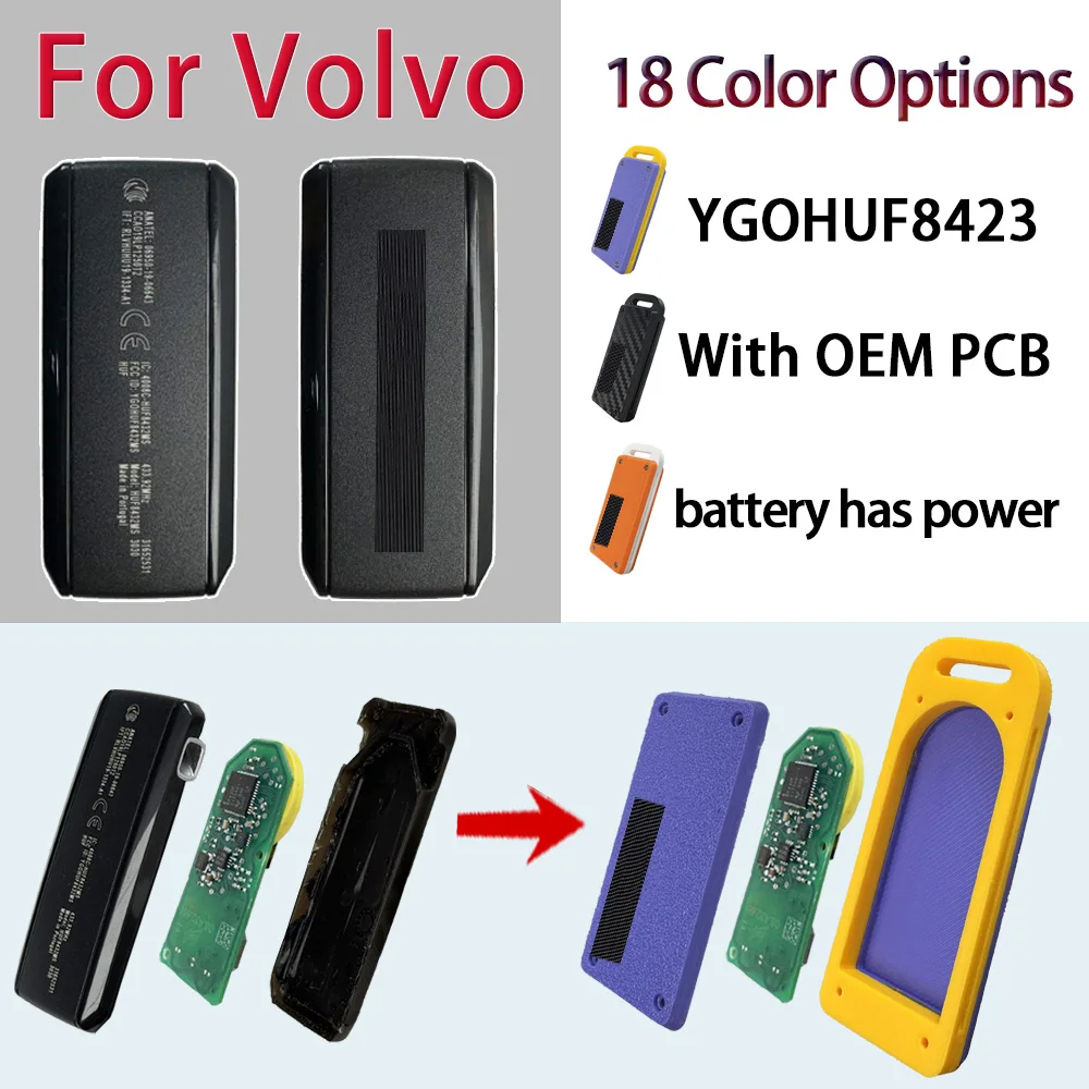 

YGOHUF8423 Оригинальная смарт-карта для автомобильного ключа на печатной плате с чипом 8А для Volvo S90 S60 S40 XC60 XC90 2016 2017 2018 2020, цветная