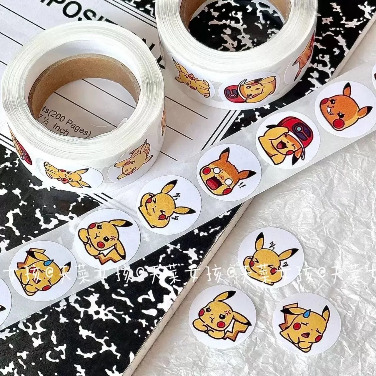 500Pcs/Roll Anime Figures Pikac Stickers Stationery Paster Kids Classic Toys Water Cup Notebook DIY Decor Sealing Stickers Gifts