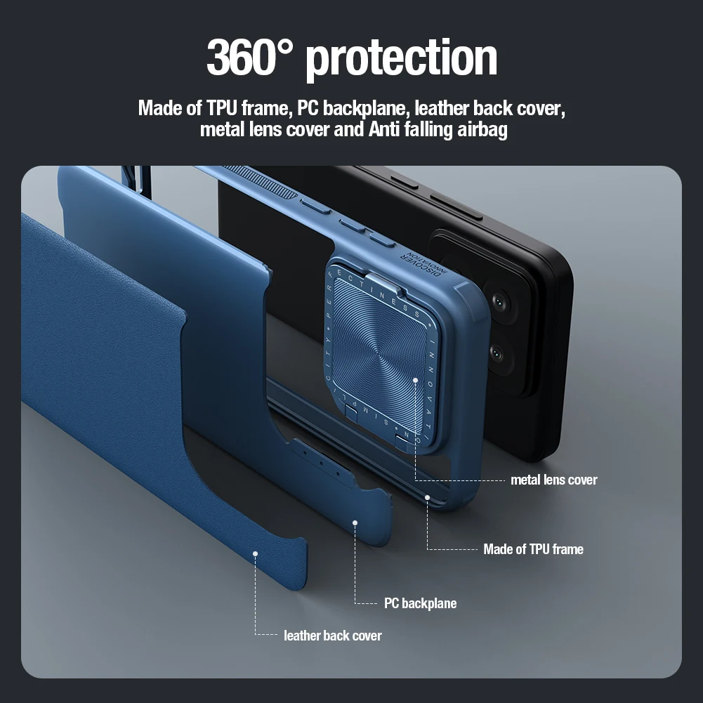 For Xiaomi Mi 14 / 14 Pro 5G Case Nillkin Camshield Prop Leather Case Camera Protector with Lens Stand Back Cover for Mi 14 Pro