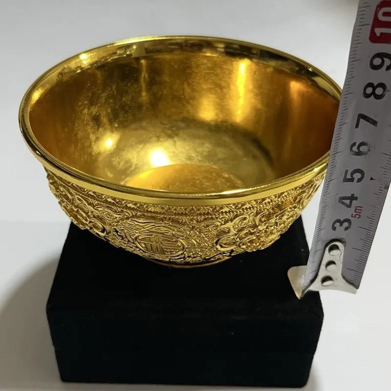 bowl, a collection piece from Qianlong period of the Qing Dynasty, featuring a gilded relief design of two dragons, s
