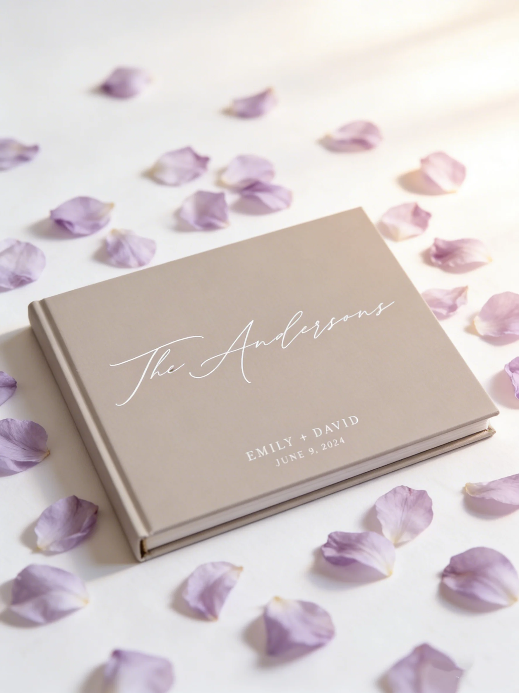 Custom Photobooth Wedding Guest Book in Classic Taupe Neutral Tone, Premium Signature Memory Book with Various Color Options