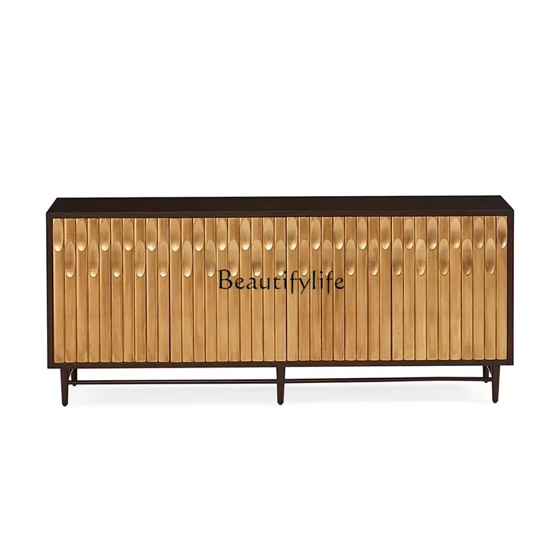 

American-style Light Luxury Solid Wood Sideboard Cabinet Living Room Wall-mounted Decorative Storage Cabinet