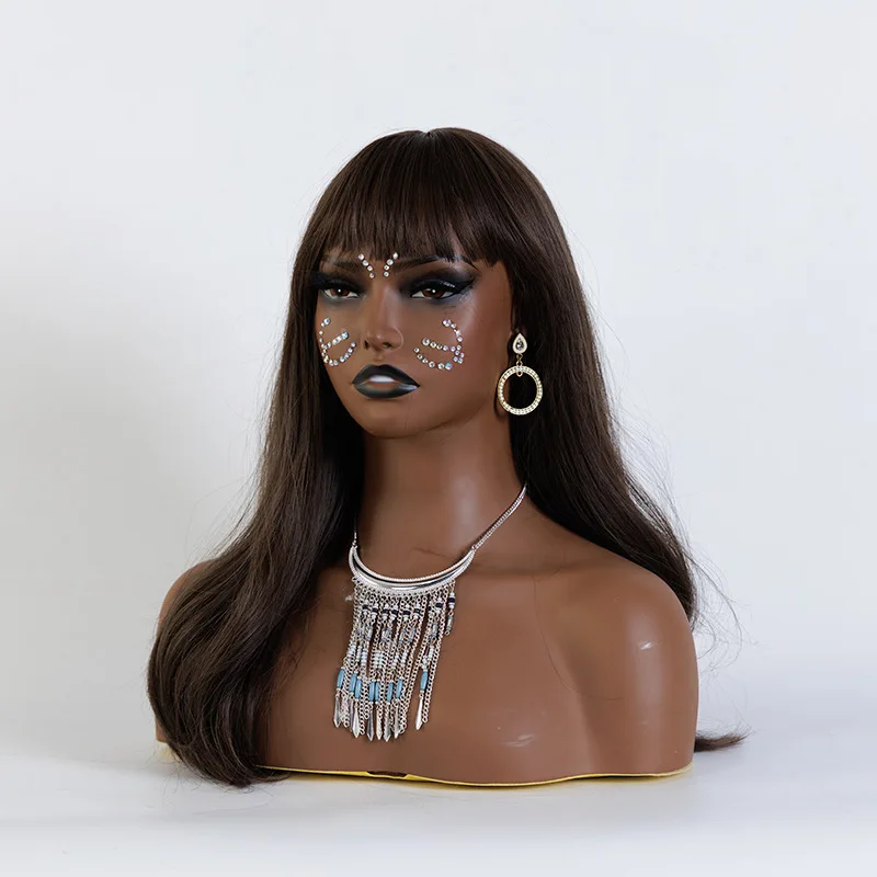 Afro Female Mannequin Dummy Head with Shoulder Display Manikin Doll Head Bust for Wigs,Hats,Beauty Accessories Displaying