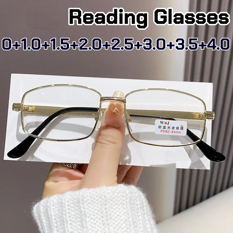 

New High-end Metal Framed Reading Glasses Women Luxury Designer Presbyopia Glasses Men Anti Blue Light Farsighted Eyeglasses
