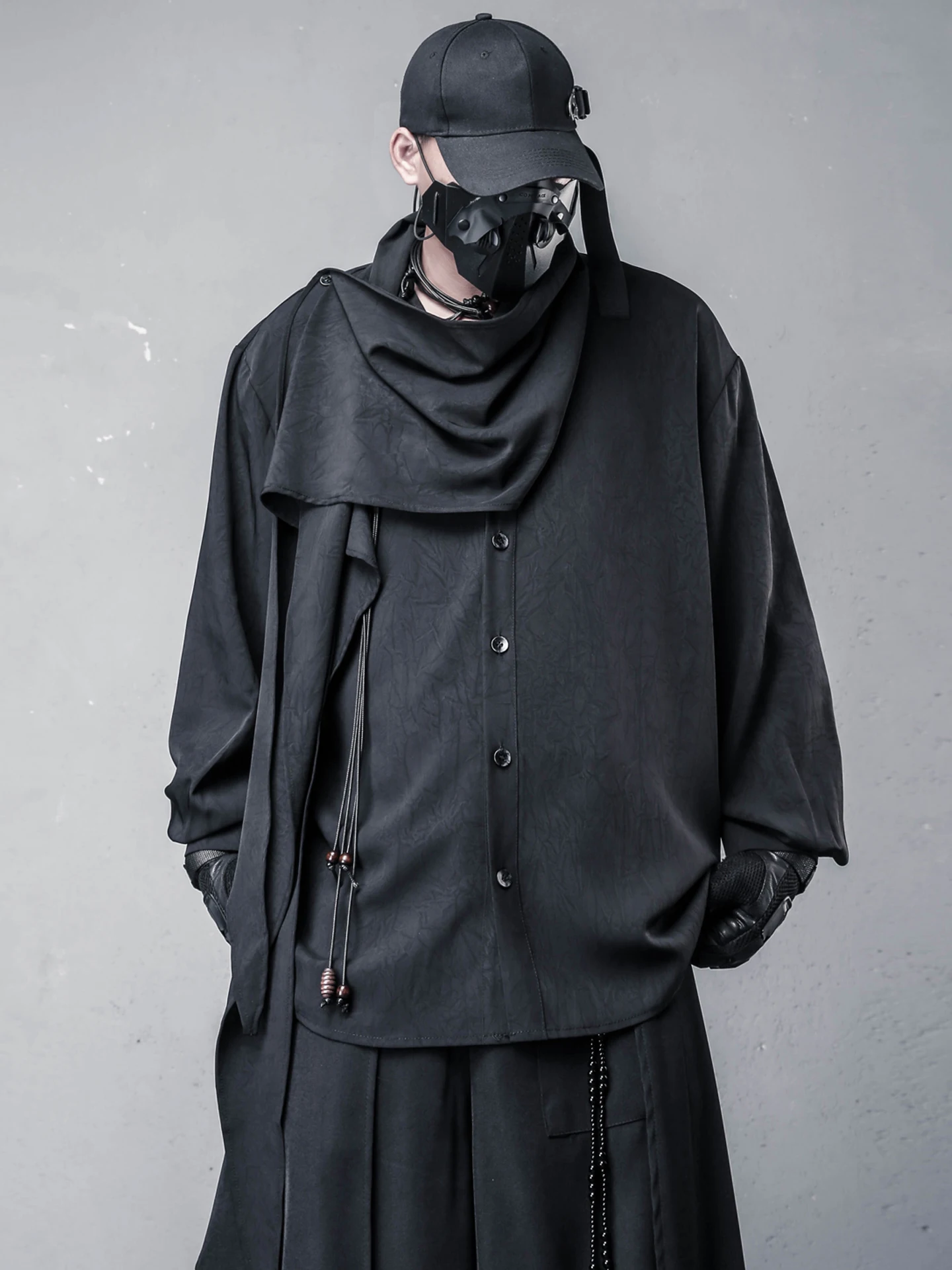 

High-Grade Shirt Autumn Unisex Style Shawl Scarf Design Avant-Garde Magician Dark Pattern for Men
