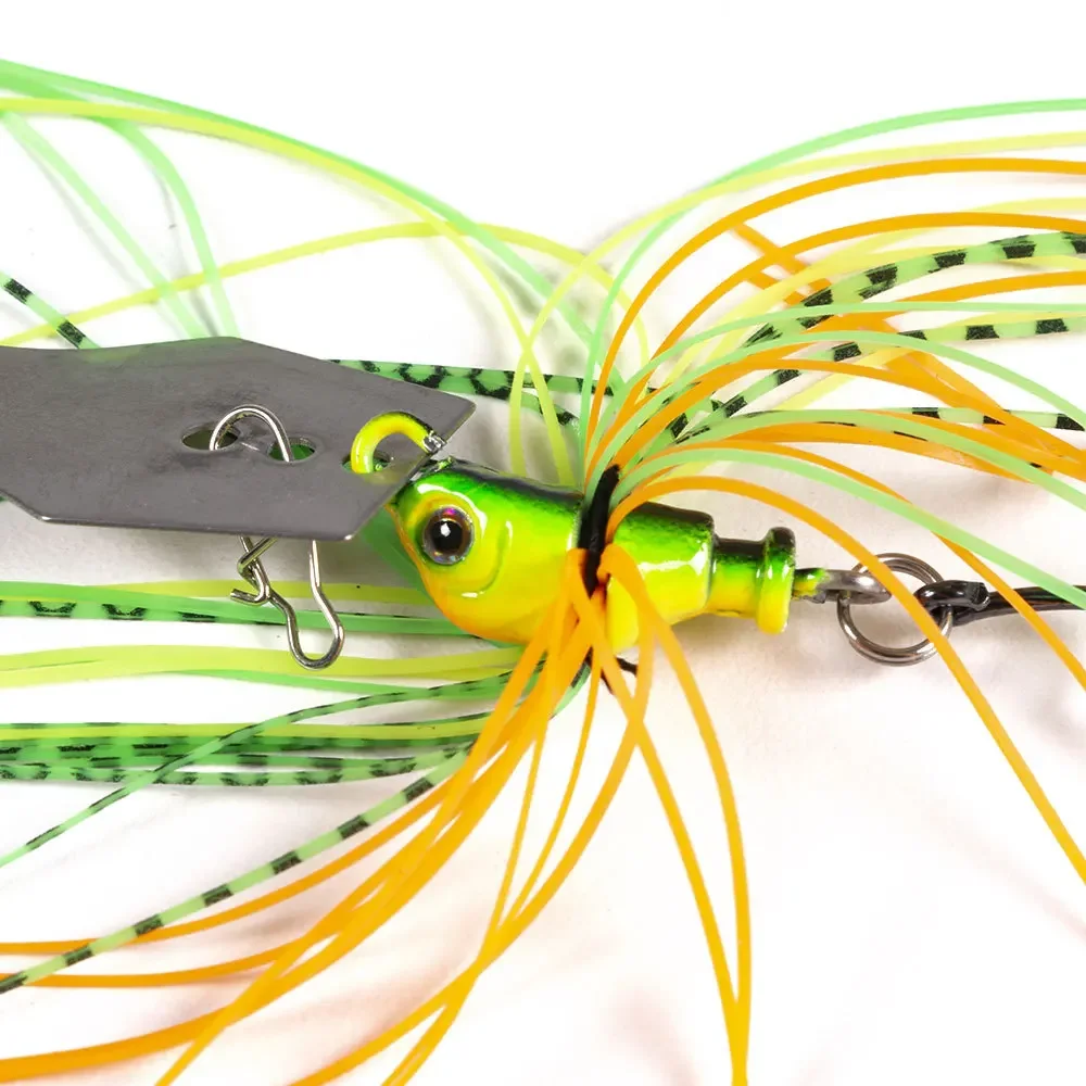 1 stücke Angeln Locken 100mm 12g Klinge Metall Köder Mit Gummi Rock Künstliche Wobbler Buzzbait Jigging Locken spinner Löffel Für Barsch