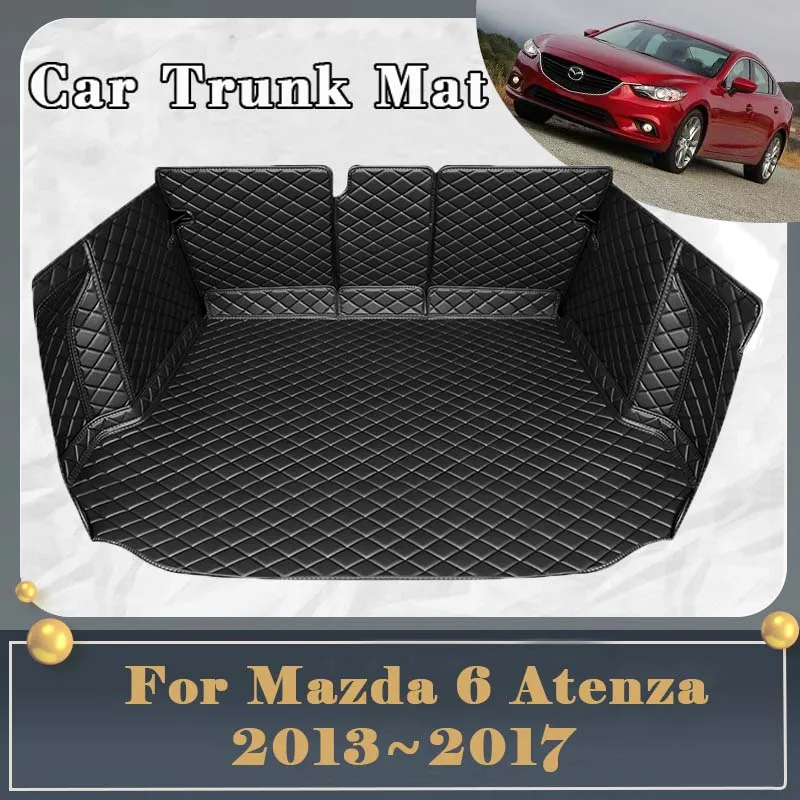 Car Trunk Mat For Mazda 6 Atenza GJ1 GL MK3 2013~2017 Dirt-resistant Fully Trunk Mat Luxury Rear Cargo Tray Car Accessories 2016