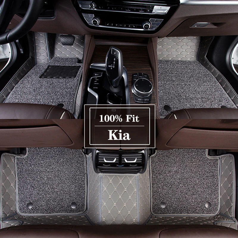 

Custom Leather Car Floor Mats For Kia Stinger 2020-2022 Auto Carpet Rugs Foot Pads Parts Interior Details Accessories 차량용품