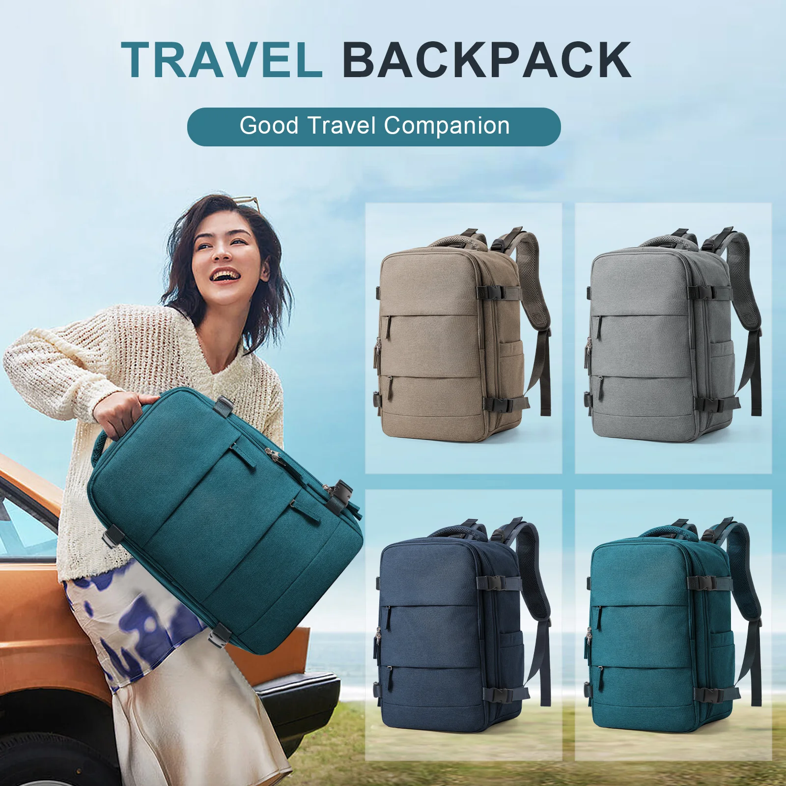 Large Travel Backpack for Women Men, Short Distance Airplane Ryanair Cabin Bag 40x20x25 Backpack Luggage Backpack Laptop Bag