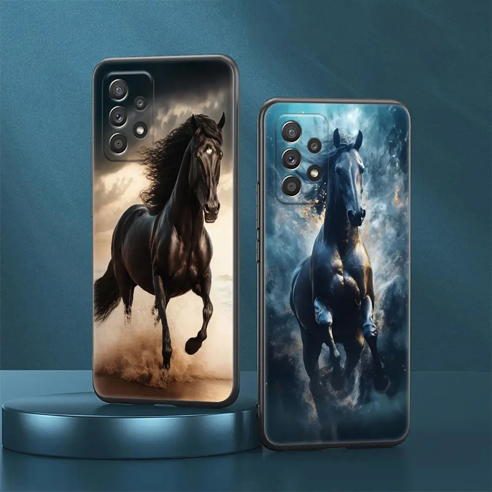 Horse Black Stallion Case For Samsung Galaxy A15 Cases A25 A13 4G A24 A23 A12 A14 15 A21s A22 A02 A03 A04 A05 S Soft Phone Cover