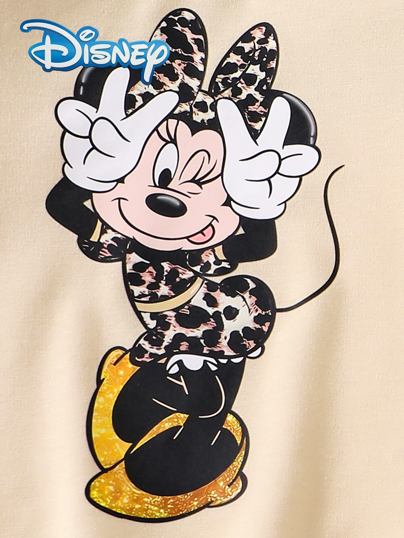 مجموعة ملابس ميكي ماوس مرخصة رسميًا للخريف والشتاء كاجوال بأكمام طويلة وسراويل طويلة، طباعة الفهد للأطفال كارتون ميني ماوس، ملابس أطفال عصرية ومتعددة الاستخدامات، كهدية للعطلات