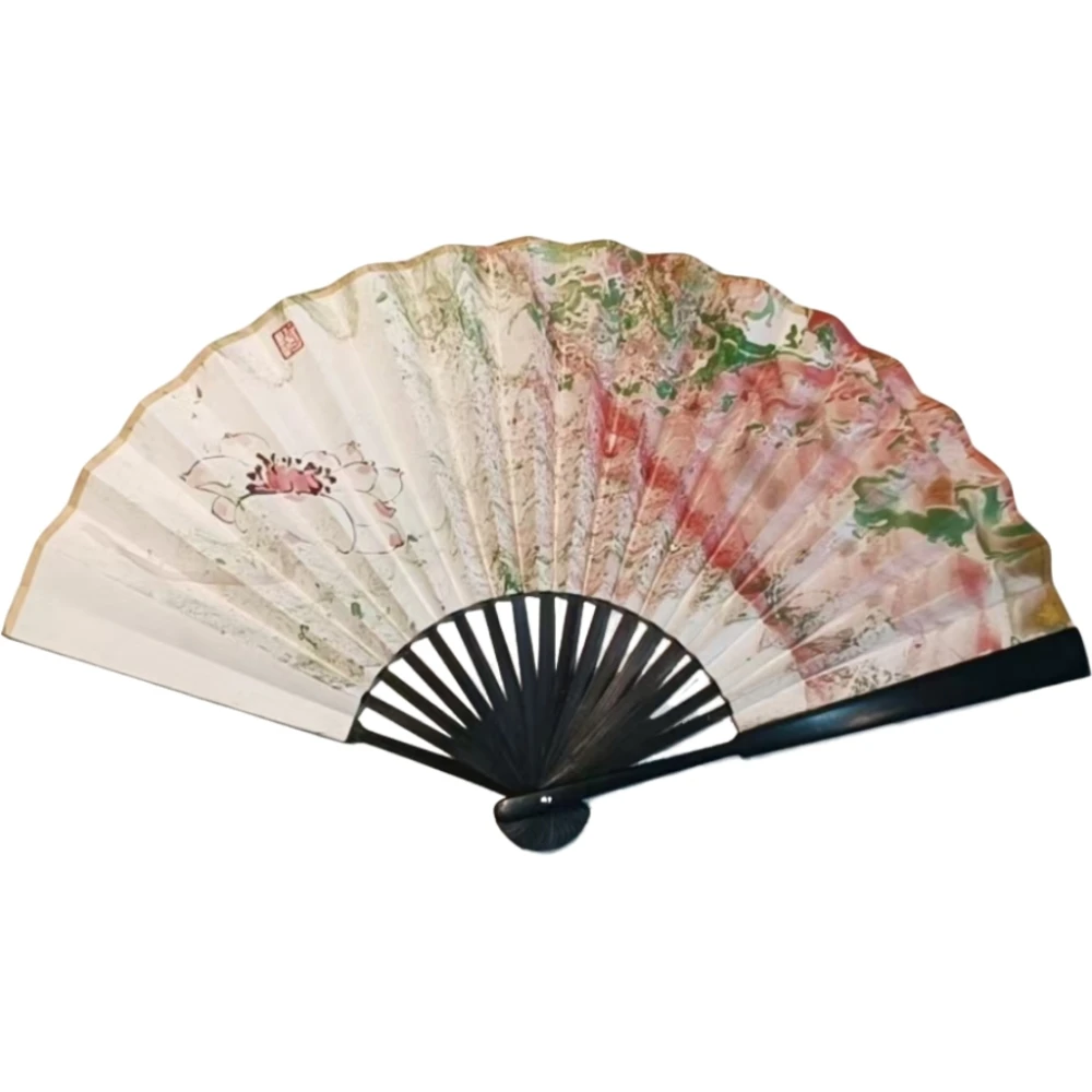 

Christmas gifts Handcrafted Lacquer Fan with Traditional Painting - Ideal Birthday Present for Friends and Peers