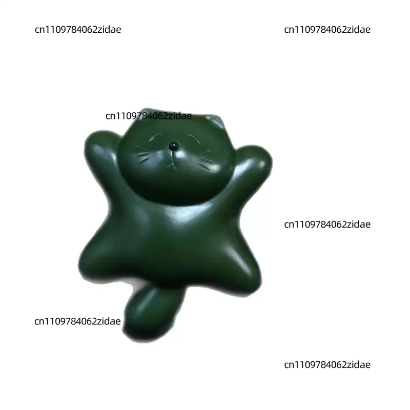 

For Yixing Purple Clay Cat Tea Pet, Handmade Lucky Ornament for Tea Table & Desk, Creative Gift