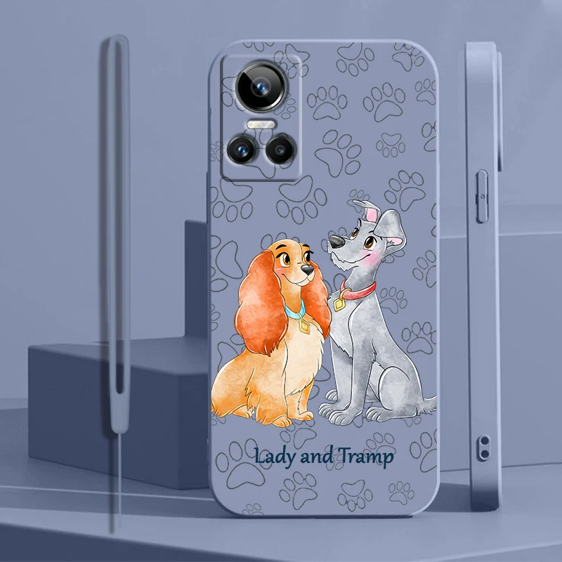 Lady And The Tramp For OPPO Realme GT Neo 3 2 Master 8 9 Narzo 50A 50i Reno 7 Silicone Soft Liquid Rope Phone Case Coque Capa