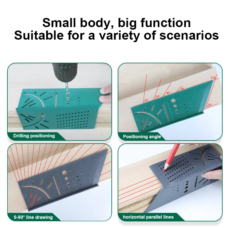 Righello triangolare leggero in plastica blu 45 ° /90 °   Goniometro quadrato per la lavorazione del legno - Strumenti di misurazione del layout