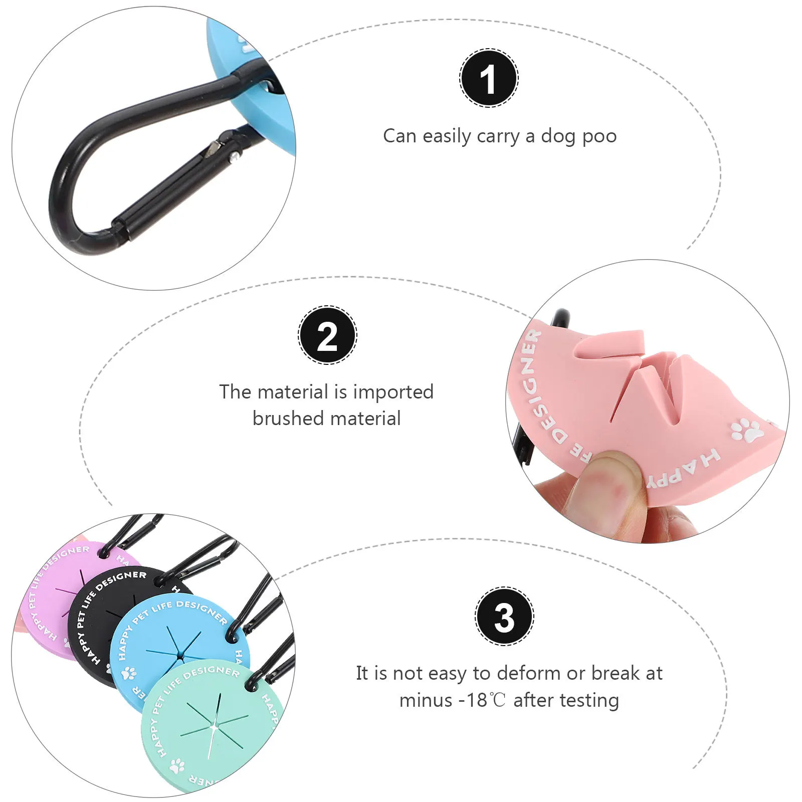 

5pcs Garbage Handle Dog Poop Bag Holders Pet Waste Bag Clips Portable Plastic Clamps For Walking Dog Supplies Pet Accessories