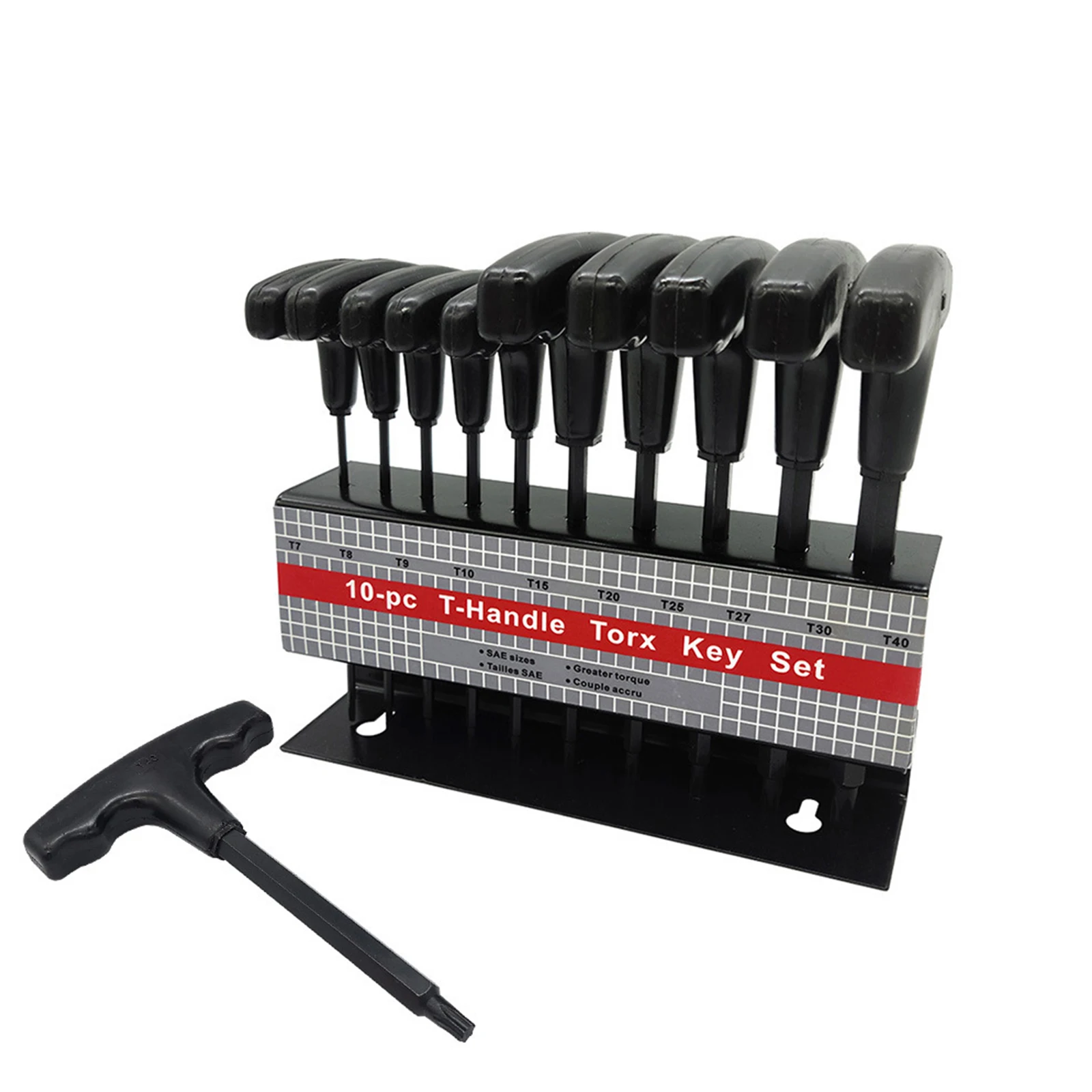 

10Pc Metric Imperial T-Handle Hex Wrench Allen Wrench Tool Set Star T-Handle Hex Wrench Set Convenient Storage Rack